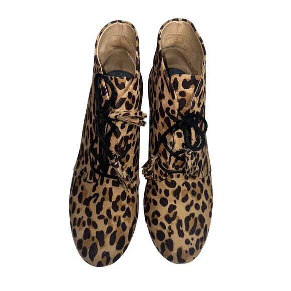 Dr. Scholl's Womens Leopard Print Multi Wedge Ankle Booties Boots Suede Size 7.5 - Picture 1 of 8
